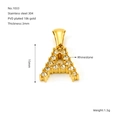 Macro shot of 18k gold plated letter A pendant with sparkling inset rhinestones - Rhinestone A (ZP1033G-A)