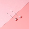 Elegante S925 Silber Durchzieher-Ohrringe mit runden rosa-violetten Süßwasserperlen - 4-5mm / Lila