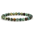 6mm natural African turquoise beaded elastic bracelet with vintage green and brown tones - African Pine Stone