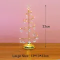 Grande albero di Natale in ferro dorato con cristalli e luci LED, altezza 33 cm - Albero in ferro dorato luce calda grande