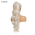 Long wavy ponytail hair extension for women in icy blonde highlight color shade - Icy Blonde Highlight