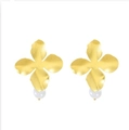 Elegante goldene Blumenohrringe mit weißer Perle im minimalistischen Pastell-Design - Goldene matte Blume Perle (A-1175) / Gold
