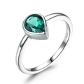 Classic 925 silver ring featuring a green teardrop gemstone with a polished finish - Size 5 / Pear Shape Green Gemstone Style (RUJ049E-1)