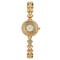 Elegante goldfarbene Damenuhr mit strassbesetztem Gehäuse und Diamantarmband - Gold