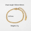 Gold-plated stainless steel Figaro bracelet with adjustable chain length and dimensions - Gold Figaro Link Bracelet(JDB201044)