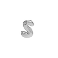 Puffy style 18k gold plated brass pendant featuring letter S with polished silver finish - Silver Letter S Pendant