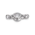 Elegante accessorio per bracciale in argento con zircone tondo in castone a vite - Connettore Rotondo / Argento-Zircone Bianco
