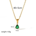 Gold stainless steel necklace with green teardrop zircon pendant and 45cm chain length - Green Teardrop (TN3316-GN)