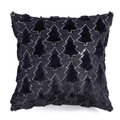 Square dark blue plush pillow case with sparkly sequin Christmas tree decoration - Navy Blue