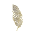 Elegant gold feather brooch with sparkling clear rhinestones for garment decoration - Gold Full Rhinestone Feather Style (HC0526)