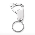 Silver foot-shaped metal bottle opener keychain with a sleek polished finish - Silver