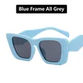 Retro oversized rectangular blue frame sunglasses with dark grey lenses for fashion street style - Blue Frame / Grey Lenses
