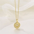 Collier doré œil maléfique turc avec pendentif en zircon sur fond de soie blanche - Or