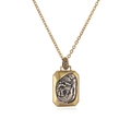 Collier vintage avec pendentif pièce guerrier romain et relief Athéna sur plaque dorée - Relief Bordure Dorée Rectangulaire