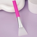 Soft silicone face mask applicator brush with pink handle and white flexible spatula tip - Slanted Tail Style A / Rose Red