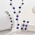 Set elegante di collana bracciale e orecchini con pietre blu e cristalli lucidi - Set Strass Blu