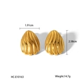 Pendientes de acero inoxidable de 18k dorados con textura de rayas y forma de concha - Estilo Dorado Con Textura de Concha (HC-E10163)