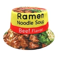 Unisex gele ramen noedelsoep bucket hat met rundvleessmaak graphics en zonbescherming - M (56-58cm) / Rundvlees Ramen Print (Omkeerbaar)