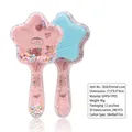 Pink and blue star-shaped hairbrush with colorful sequins and heart angel pattern - Star Shape Cupid Love Pink