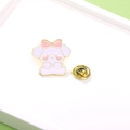 Cute purple cartoon puppy enamel pin with pink bow and golden metal butterfly clutch - Dog With Bow Tie (CZ0556)