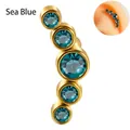 Five sea blue curved opal gems ear crawler with golden stainless steel base - Gold - Sea Blue Curved