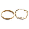 Bracelet jonc à chiffres romains et bracelet à maillons avec breloque cœur dorés - Ensemble Bracelet et Jonc / Doré