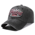 Gorra de béisbol vintage lavada en antracita con bordado y estilo retro americano - Ajustable / Negro