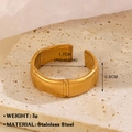 Adjustable bamboo pattern open ring made of 18K gold plated stainless steel - Gold (773 Bamboo)