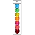 Set of seven rainbow gradient heart-shaped plastic paper clips in clear retail packaging - Bag Packaging / Transparent Multi-Heart Shape