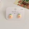 Cute plush pineapple pig stud earrings for women with 925 sterling silver needles - Smiling Pineapple Pig