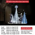 Blue and white snowflake Christmas tree window stickers with size chart specifications - Small (45x40cm) / Snowflake Tree SDUV-192-3