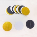 Girlande mit Goldglitzer, weißen und schwarzen Papierkreisen für festliche Dekoration - Glitzer Gold Perle Weiß Schwarz