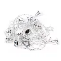 Silver beaded Christmas chain with bells and hollow tree ornaments on white background - 2.7M Silver Bell Star String