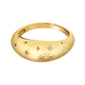 Anello celeste dorato con motivi stella luna e design floreale in zirconi colorati - US 6 / Oro