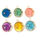 Set of 6 enamel moon and star charms in diverse colors for DIY jewelry making - Moon Star 21x25mm / Pink