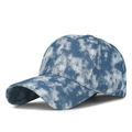 Retro tie-dye denim baseball cap with blue and white wash pattern for men and women - Medium Blue Clouds