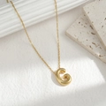 Minimalist 3D gold initial G pendant necklace with a fine chain for women - Letter G