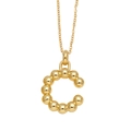 Polished gold-plated necklace featuring a 3D beaded letter C pendant on a delicate chain - Letter C