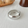 Polished silver wide open bangle featuring a minimalist curved design and side hinge - French Minimalist Thick Bangle (SL299) / Silver