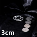 Pair of 3cm silver hoop earrings featuring full rhinestone inlay on black silk background - Silver 3cm