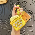 Cute yellow bread themed electronic whack-a-mole keychain with mini food icons - Chicken Nugget