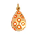 Eiförmiger Anhänger mit bösem Blick, orangefarbenem Emaille und Gold-Finish - M93 Orange Tropfenanhänger / Orange