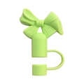 Capuchon de paille vert en silicone 10mm avec nœud 3D pour gobelet Stanley, fond blanc - Vert