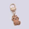 Cute brown striped cat keychain featuring a golden heart-shaped metal clasp buckle - Expression Cat Brown