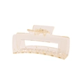 Champagne translucent matte hair claw clip with rectangular cutout and gold spring - Glossy Rectangular Champagne