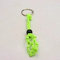 Adjustable fluorescent green woven mesh pendant necklace with black bead and metal ring - Keychain / Fluorescent Green