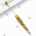 DIY plastic beaded ballpoint pen featuring a stylish yellow and black leopard print pattern - Yellow and Black Leopard Pattern (61)