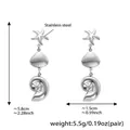 Silver stainless steel starfish shell and conch drop earrings for beach vacation - Starfish Conch Shell Combo (F567) / Silver