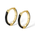 Orecchini a cerchio in argento S925 placcati oro con elegante smalto nero lucido - Argento 925 / Smalto Nero - Oro