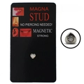 Silver 5mm heart shaped magnetic stud earring with rhinestone for non-pierced ears - White Crystal Heart
